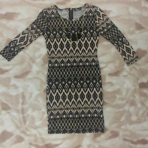Pimc Aztec Tan and Black Print Dress - Misses Size Small